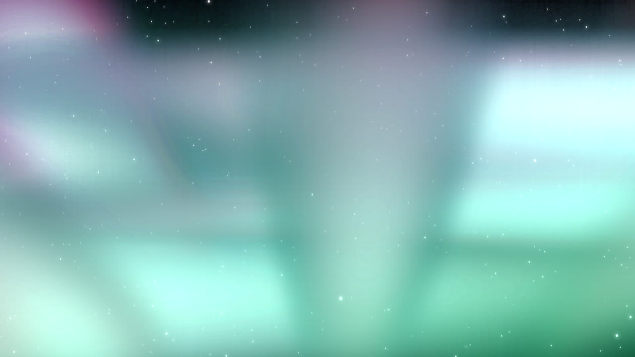 Animation of moving northern lights over night sky