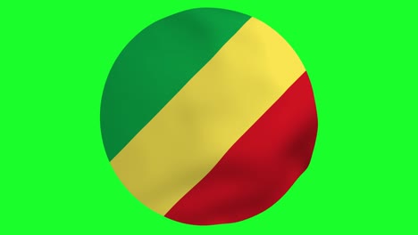 round flag of congo-brazzaville waving in air 4k uhd animation