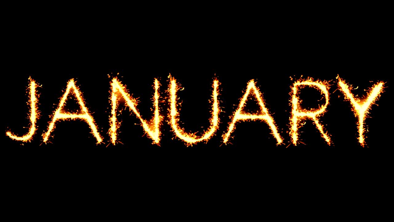 Januar tekst stjerneskudd glitrende gnister fyrverkeri løkkeanimasjon