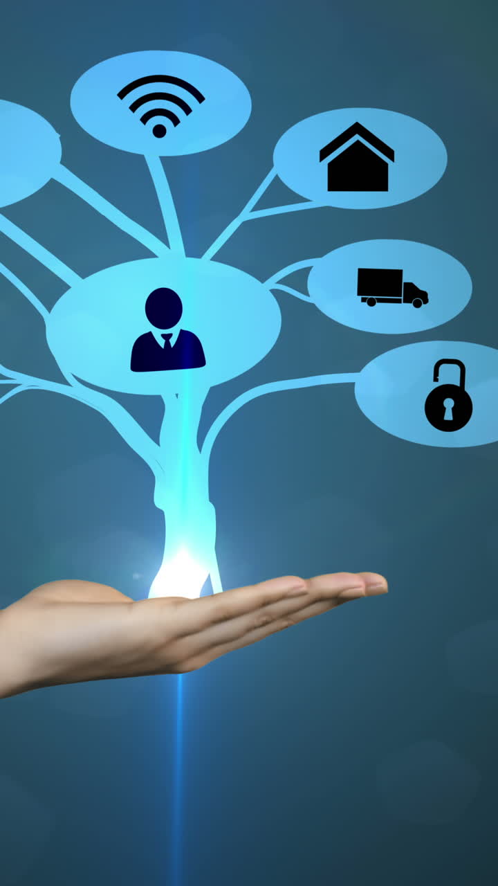 mano que sostiene iconos generados digitalmente