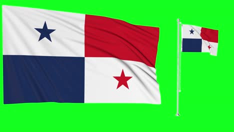 green screen waving panama flag or flagpole