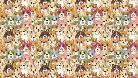 seamless pattern of adorable cartoon dog faces