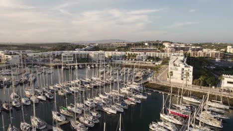 marina of lagos full of moored yachts, algarve, portugal