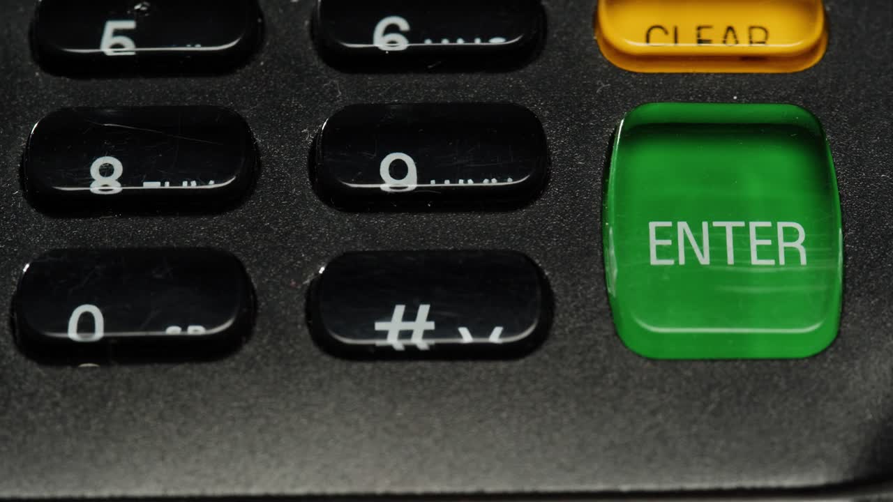 Close-up of POS terminal keypad