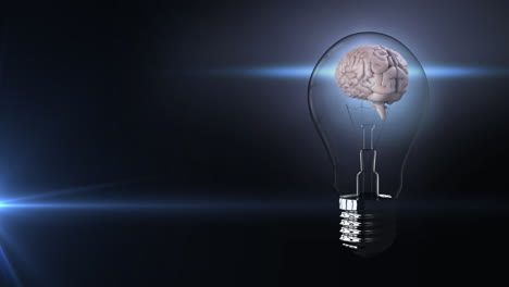 animation of light bulb with human brain and copy space