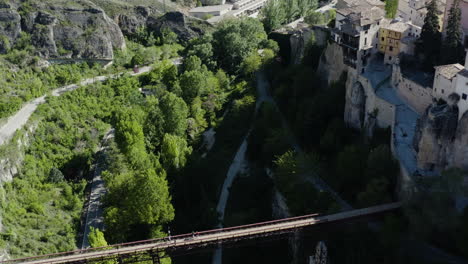 beautiful spain landscape aerial shot of cuenca cliffside buildings