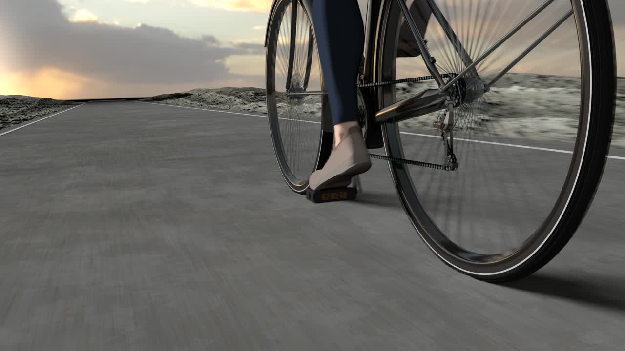 전기 자전거를 타는 젊은 여성. 루프 가능한 주식 비디오.