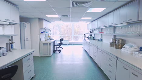 research laboratory interior. point of view empty science laboratory room