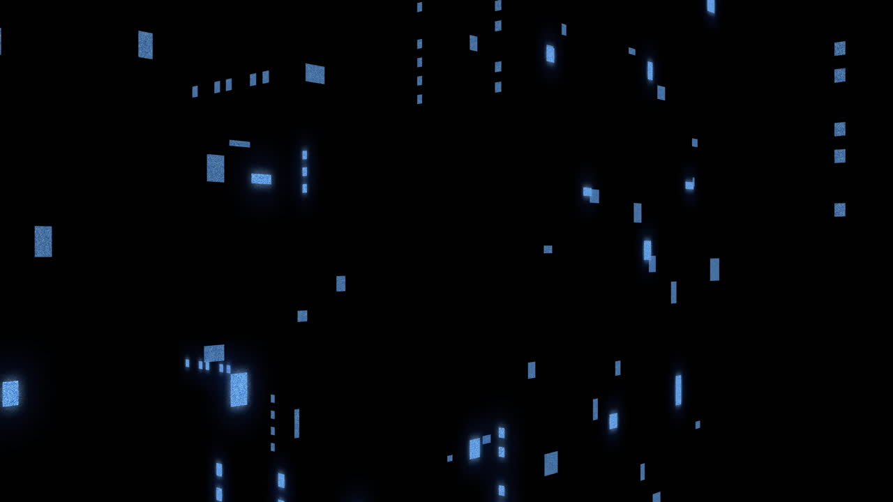Animation of blue data processing on black background