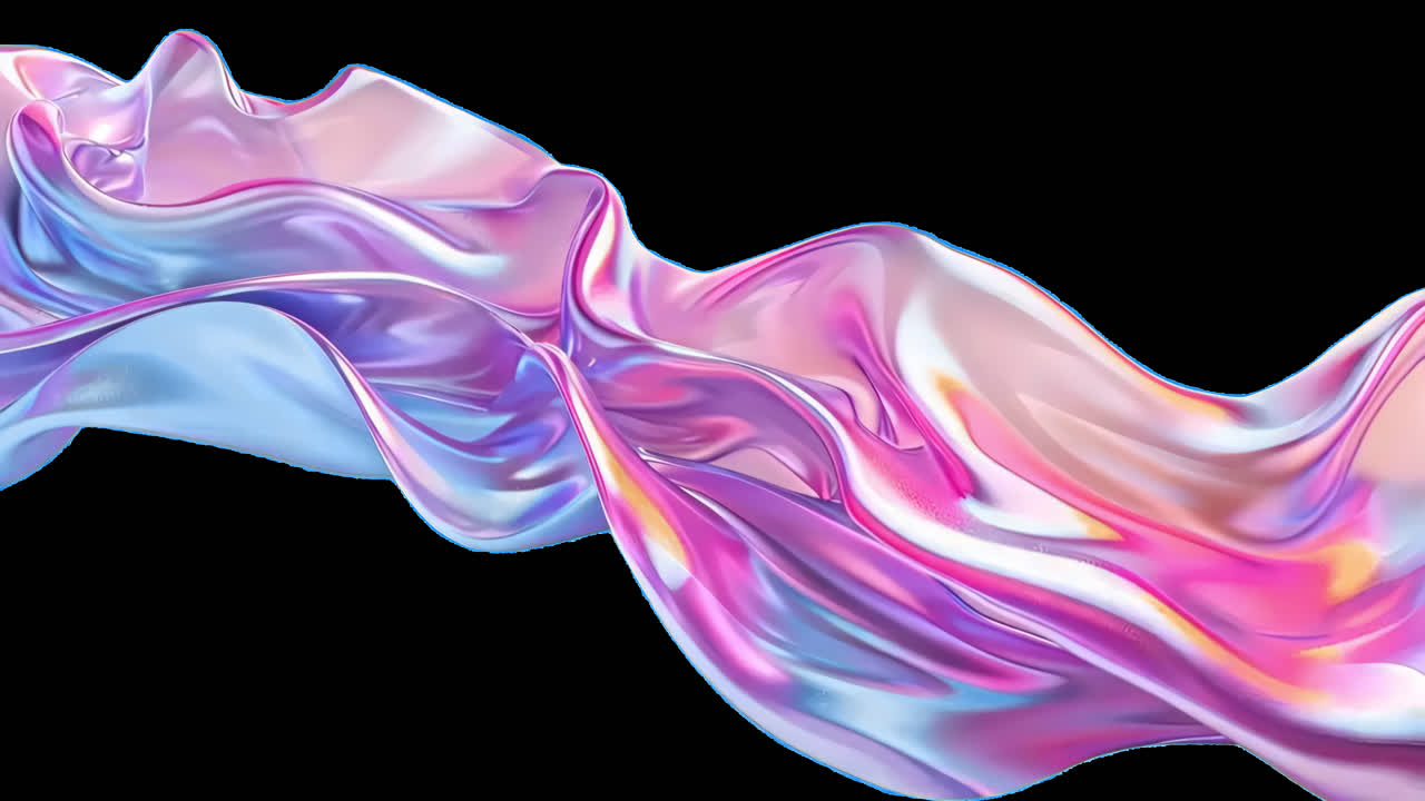 Vibrant abstract flowing fabric animated overlay, transparent 4K video, alpha channel, ProRes 4444