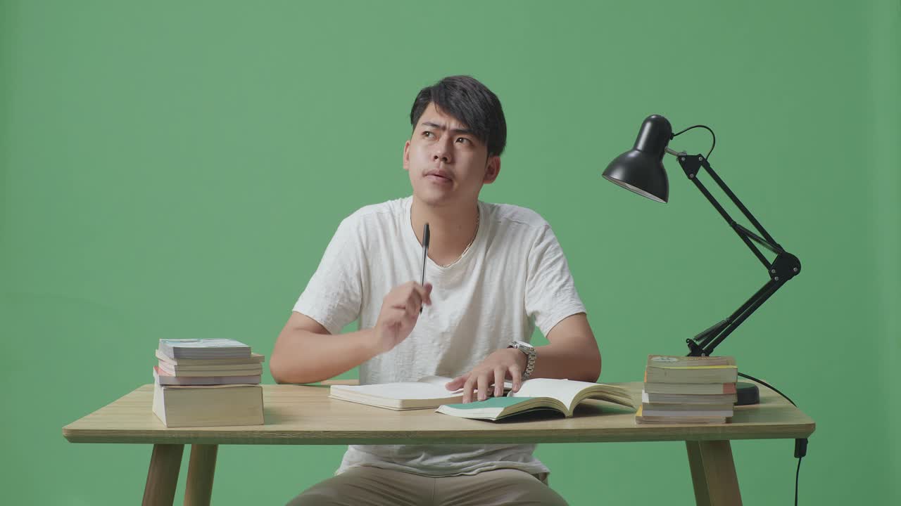 책상에서 공부하는 학생