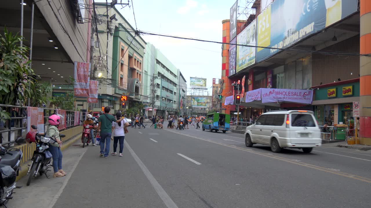 Shopping Malls At The City Center Of Cebu In The Philippines. Static Shot