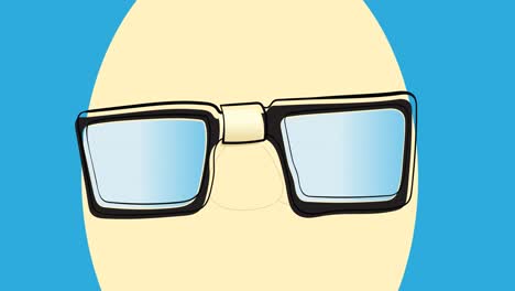 Animation-of-glasses-over-yellow-and-blue-background
