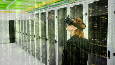 mujer usando vr video