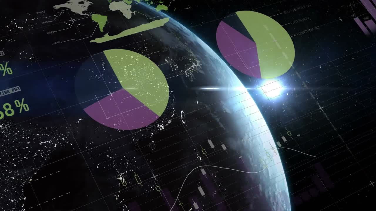 animación de las estadísticas y el procesamiento de datos en todo el mundo