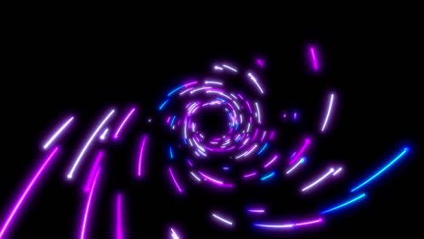 glowing neon lines tunnel. blue red pink and violet colorful lighting. seamless loop 4k background