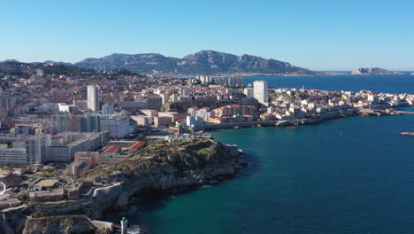 amazing aerial shot marseille around catalan beach mediterranean sea calanques