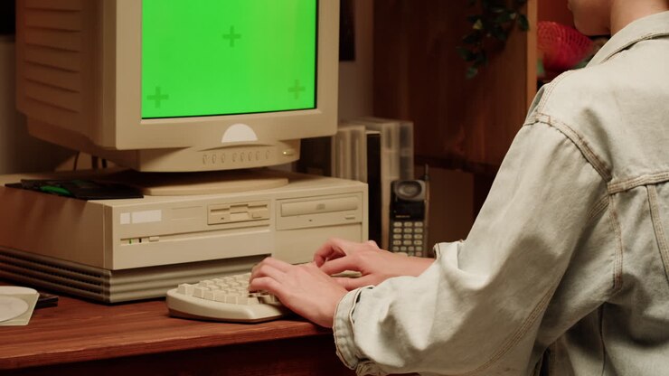Utente di computer vintage degli anni '90