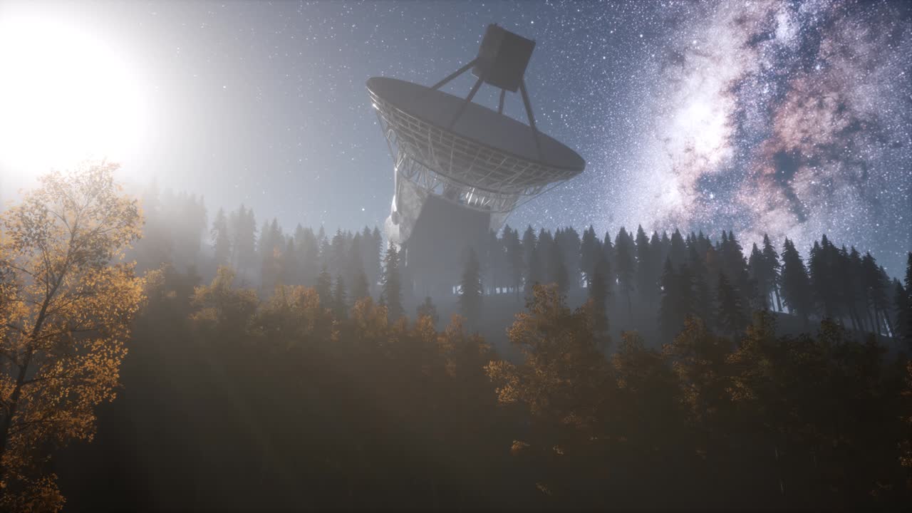 observatorio astronómico bajo las estrellas del cielo nocturno. hiperlapso