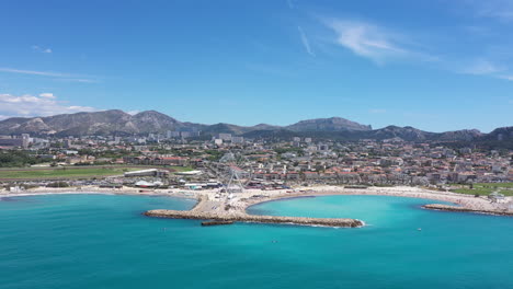 Vista-Aérea-Costera-Playa-Prado-Borely-Marsella-Francia-Parque-Nacional-Calanques