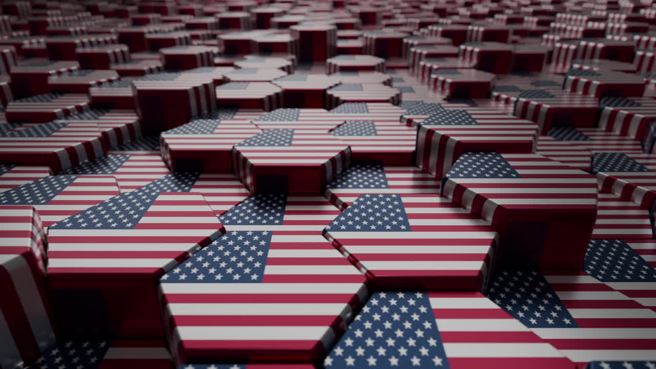 American Flag Memorial Day Hexagons Moving