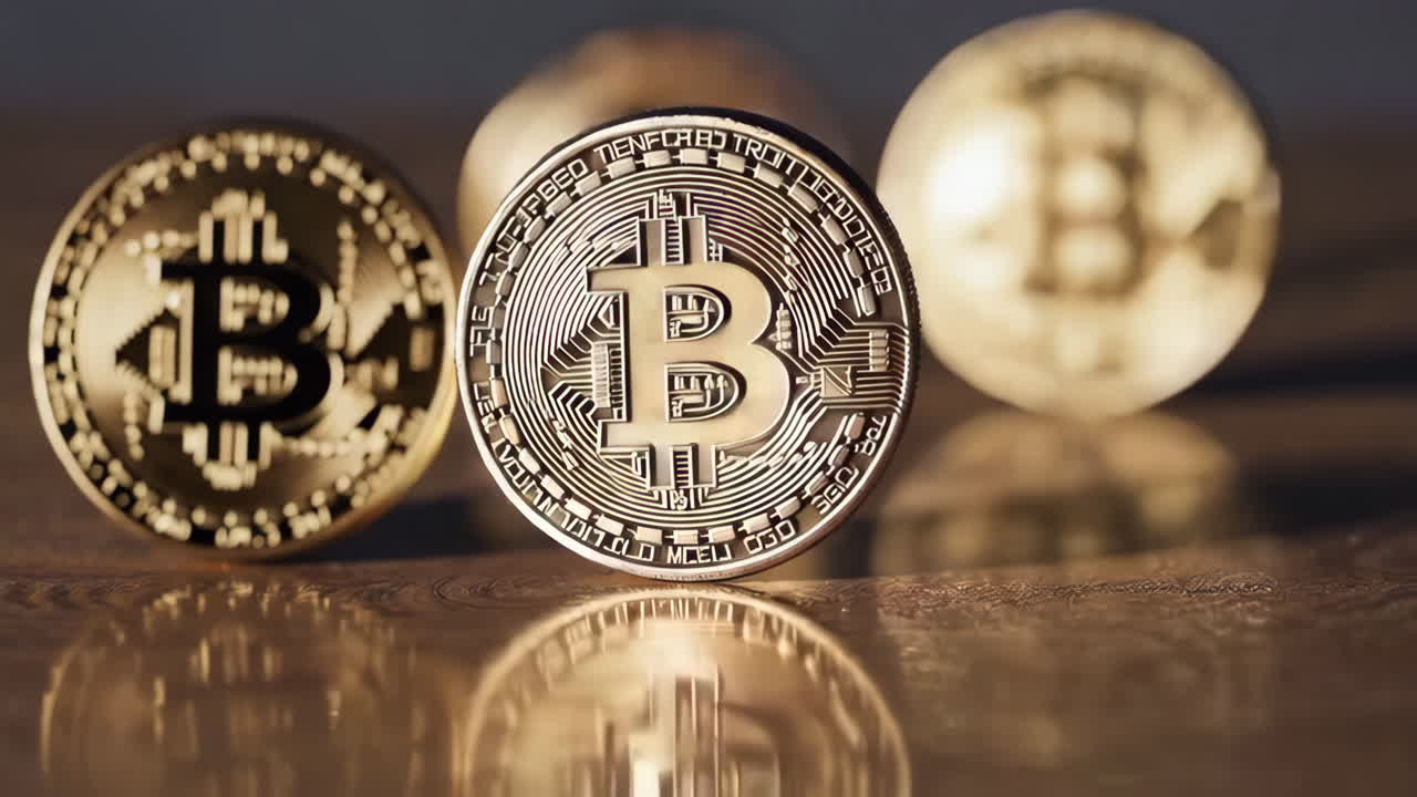 Gyldne bitcoin-mønter