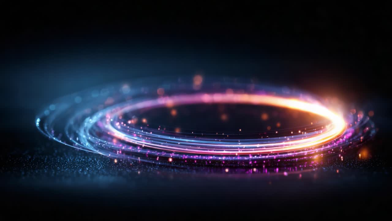 A Stunning Visual Journey Through Dynamic Light Patterns and Smooth Circular Motion, Highlighting Cosmic Elegance and Vibrant Energy in Motion