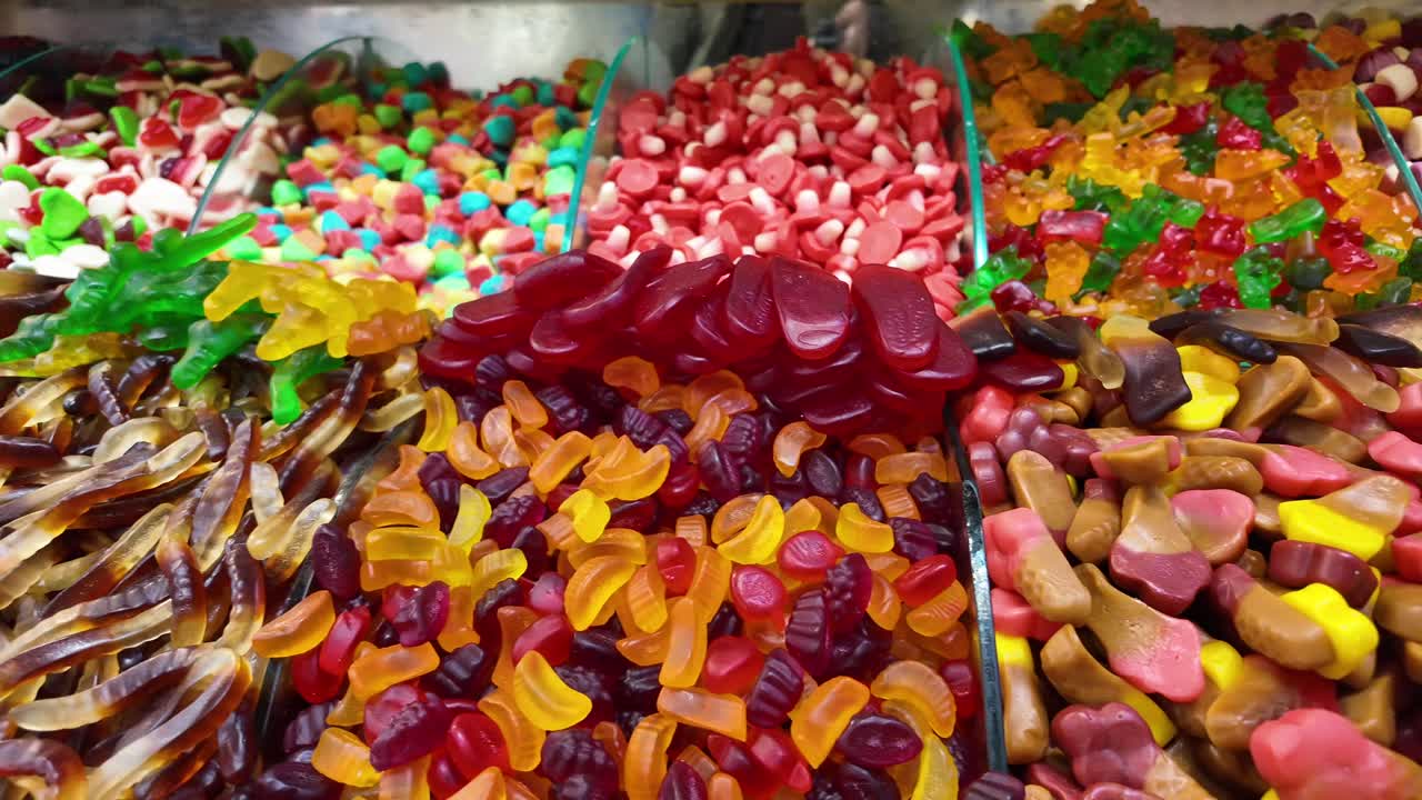 exhibición de dulces de colores