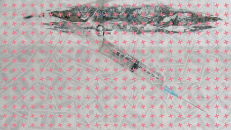 animación de la vacuna en el agua sobre formas en movimiento.