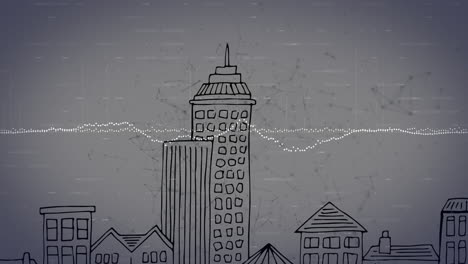 animación del procesamiento de datos sobre el paisaje urbano
