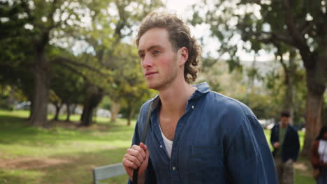 a man walking in a park