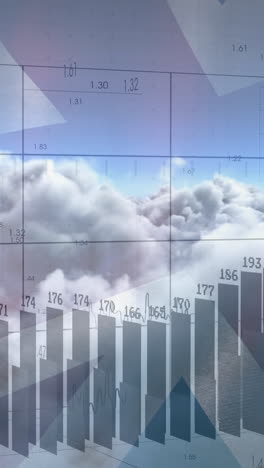 animación del procesamiento de datos sobre nubes y bandera de reino unido