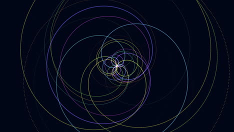 líneas espirales de arco iris de movimiento en el espacio oscuro