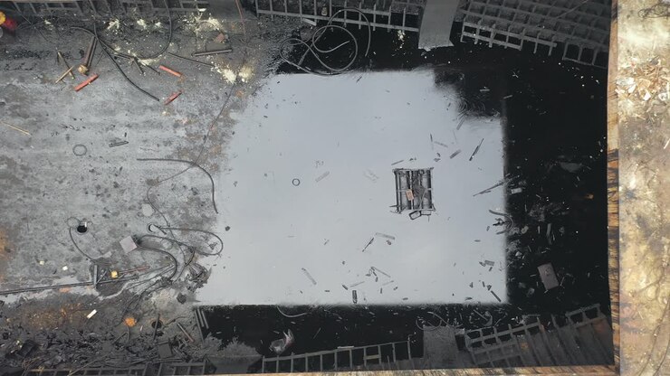 Aerial View of a Derelict Ship Undergoing Demolition