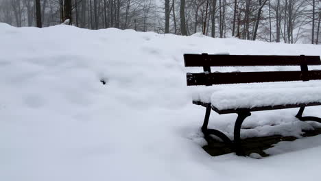 Holzparkbank-Mit-Schnee-Während-Der-Wintersaison