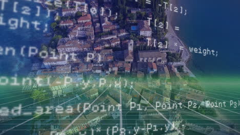 animation of computer data processing over landscape
