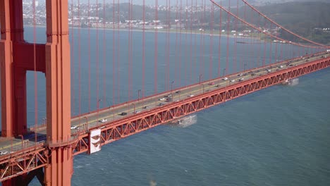 Spectacular-closeup-view-of-the-popular-San-Francisco-Golden-Gate-Bridge-and-cityscape-in-California