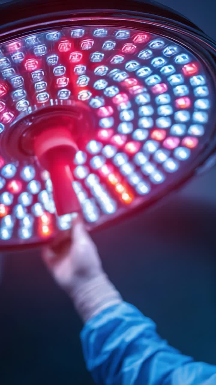 Primo piano di un'innovativa luce chirurgica in uso, che mette in mostra la tecnologia LED avanzata in un ambiente medico focalizzato su precisione e chiarezza durante le operazioni