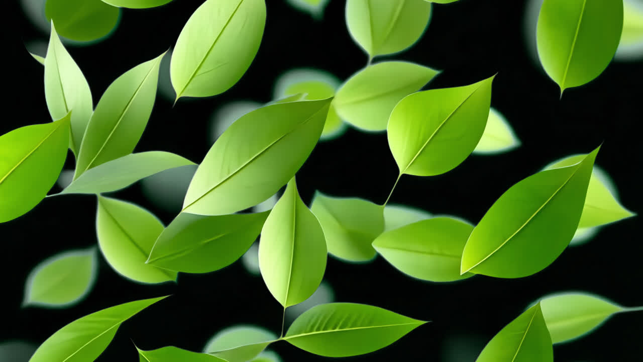 Green leaves animated overlay, transparent 4K video, alpha channel, ProRes 4444