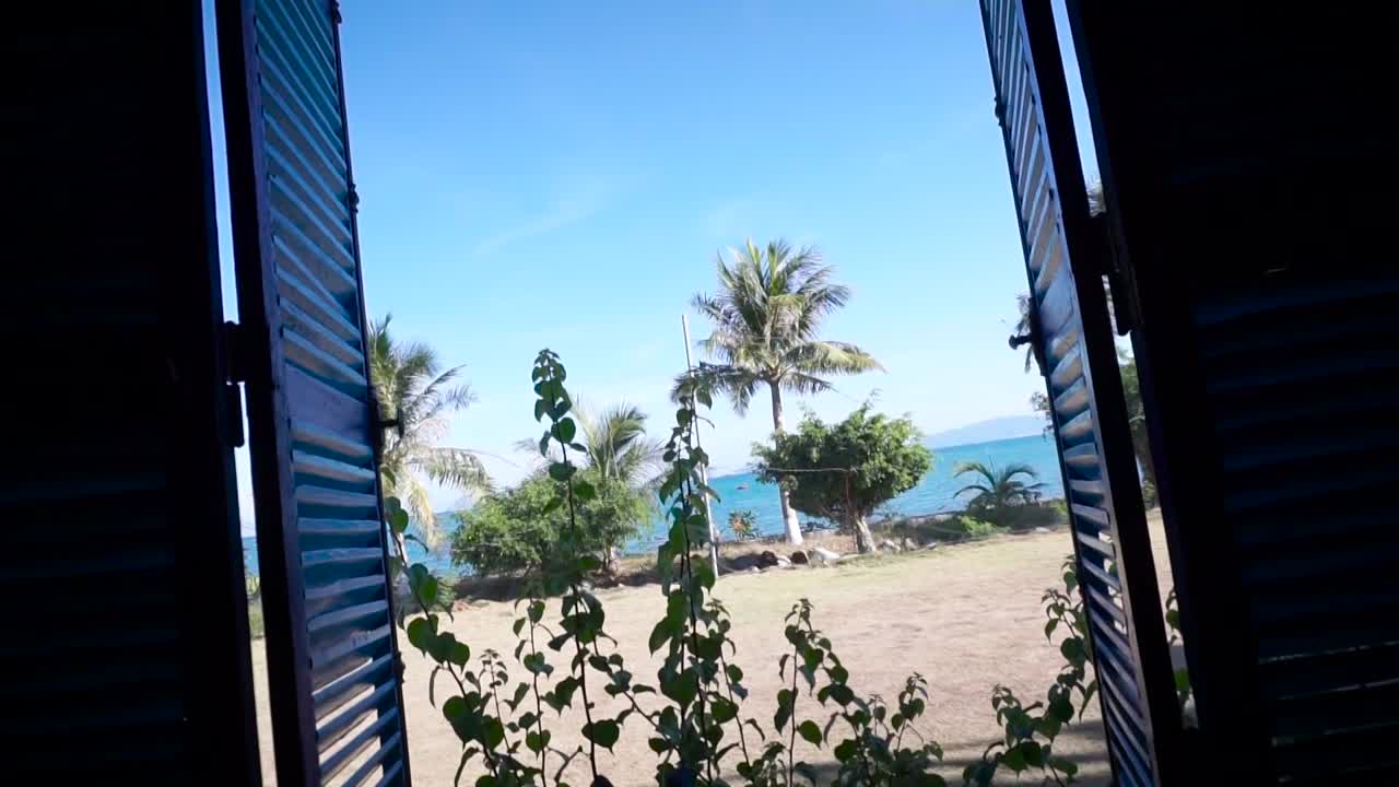 Open windows - framing of nice backyard Concept: Travels, backyard view, Holiday