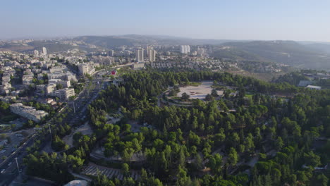 the beautiful mount herzl in jerusalem - sunset shot with the city in the background