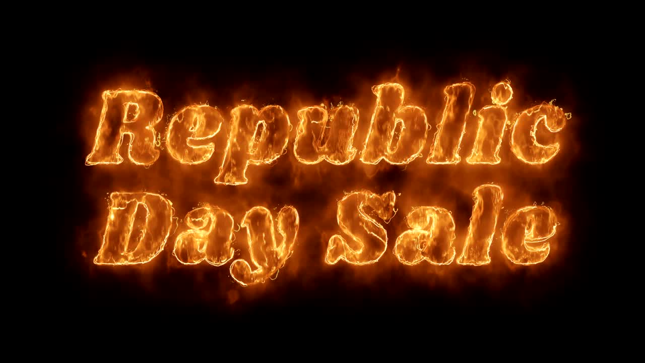 republic day sale word: 뜨거운 애니메이션 불타는 현실적인 불꽃 루프