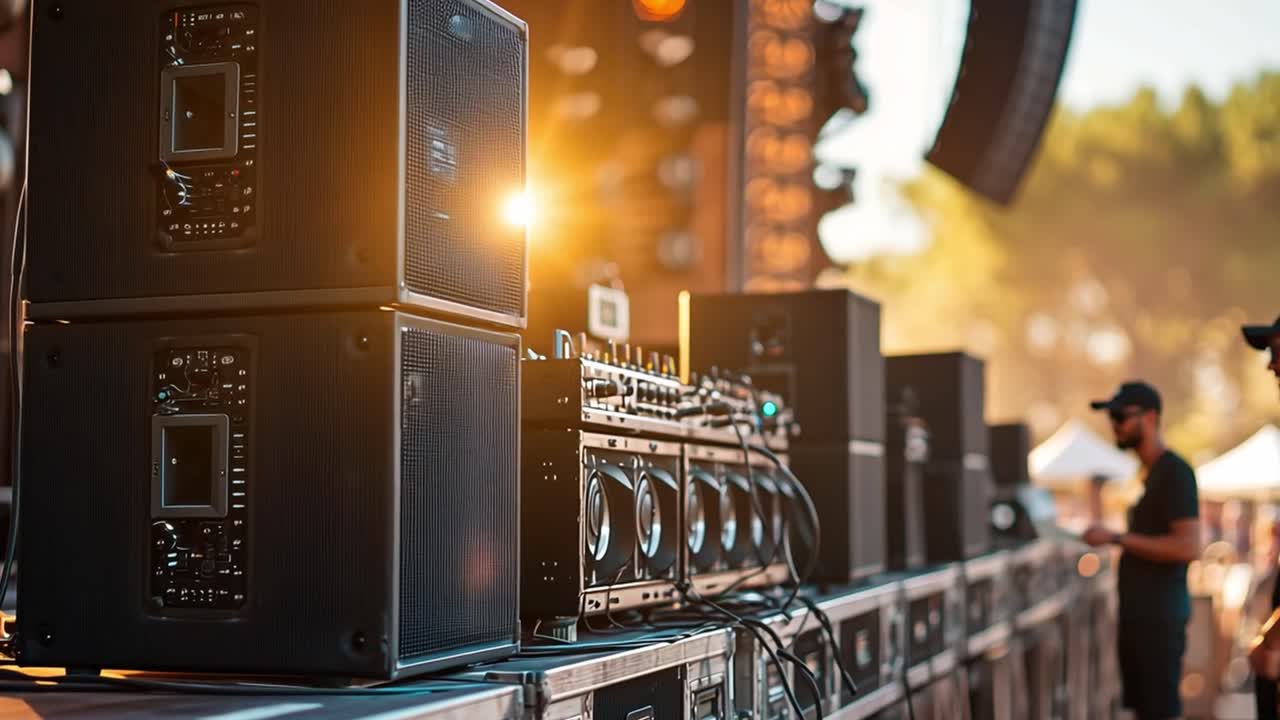 Sound system setup at a concert