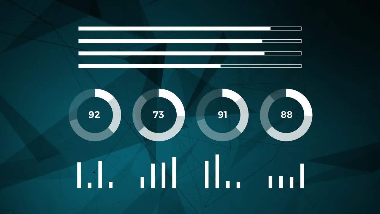 datos y estadísticas de informes, animación con diagramas gráficos.