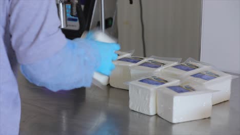 milk pouring into the boiler at the cheese production plant