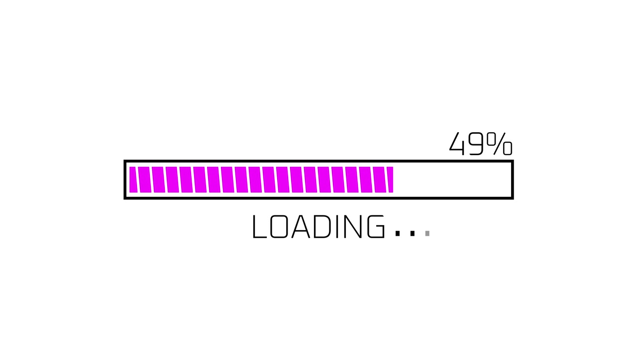 Animated Loading Progress Bar with Percentage Count on White Background