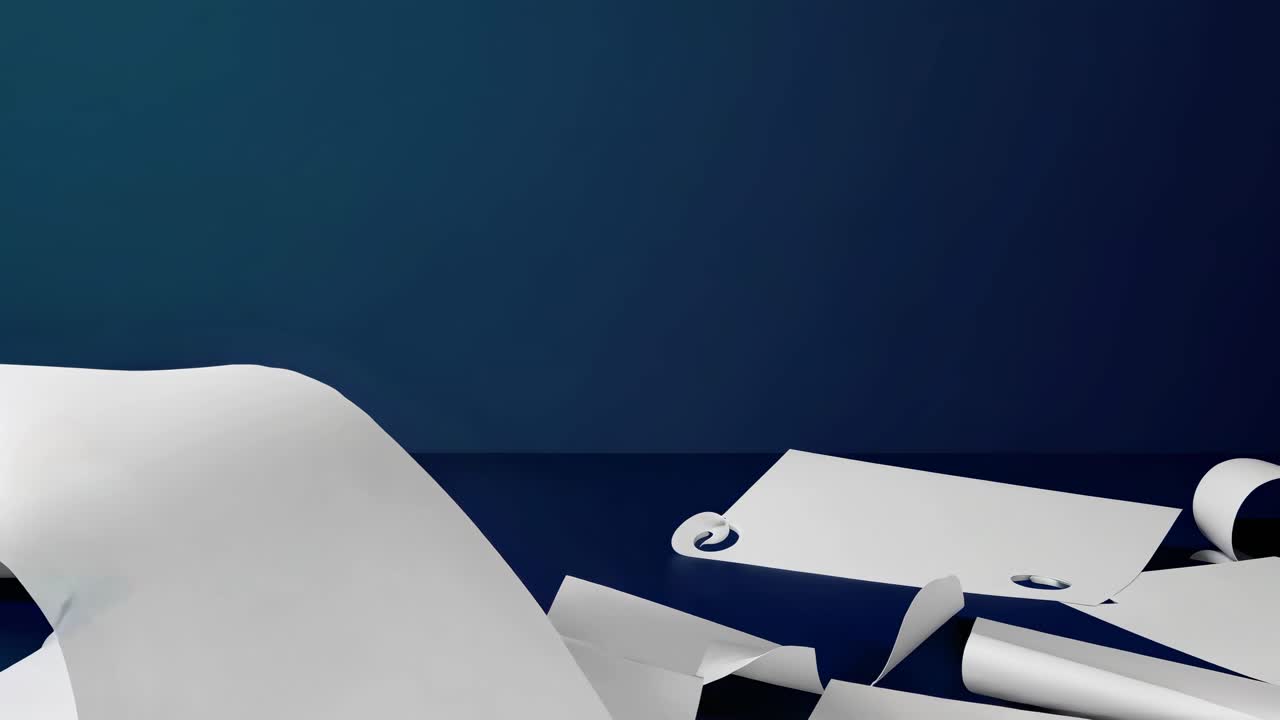 Abstract White Paper Composition on Blue Background