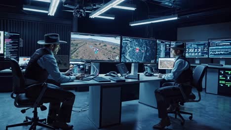 cowboys in a modern command center