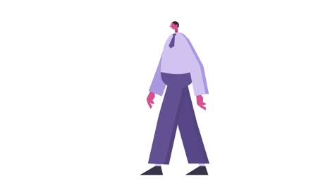 flat design cute fat man character walking cycle isolated loop 2d animation
