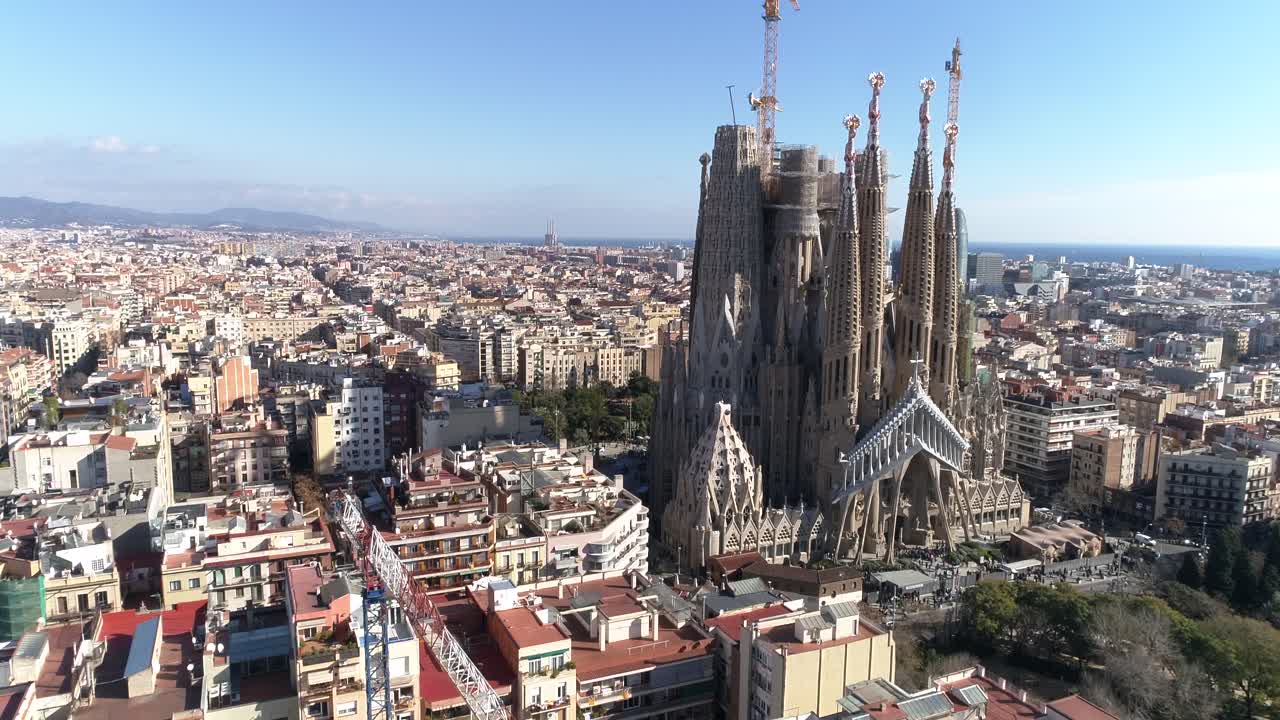 Aerial view of Sagrada Familia, Barcelona, Spain